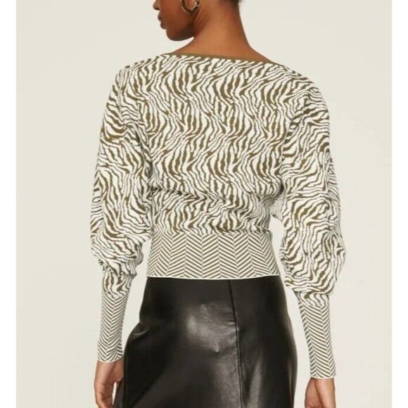 Esteban Cortazar Collective Sweater Women's Size XXL Olive & Cream Zebra Pattern - Picture 11 of 16